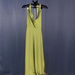 Mango Lime Green Halter Maxi Dress